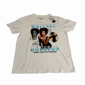 Whitney Houston Graphic T Shirt I Wanna Dance With Somebody White Large Women's